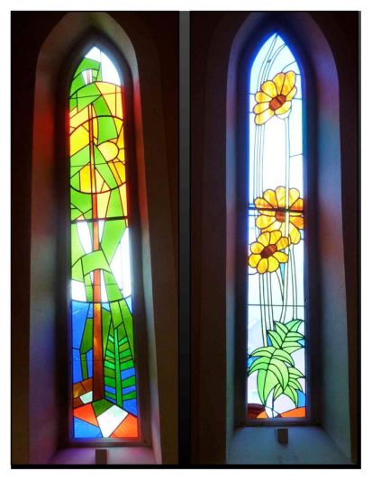 Stained glass windows from Church of St. John Evangelist - Elora, ON