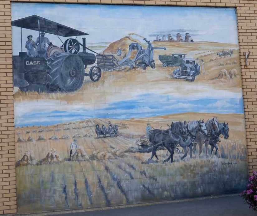 Pioneer Harvest mural - Trochu, Alberta