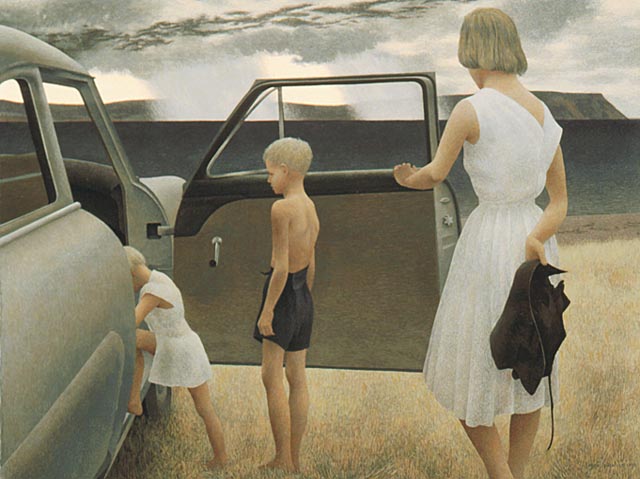 "Family and Rainstorm" by Alex Colville