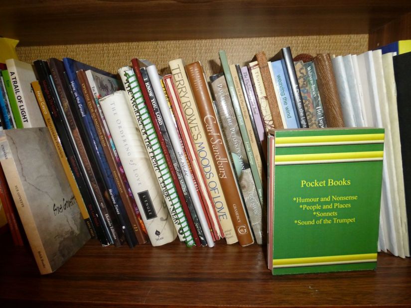 Shelf of poetry books